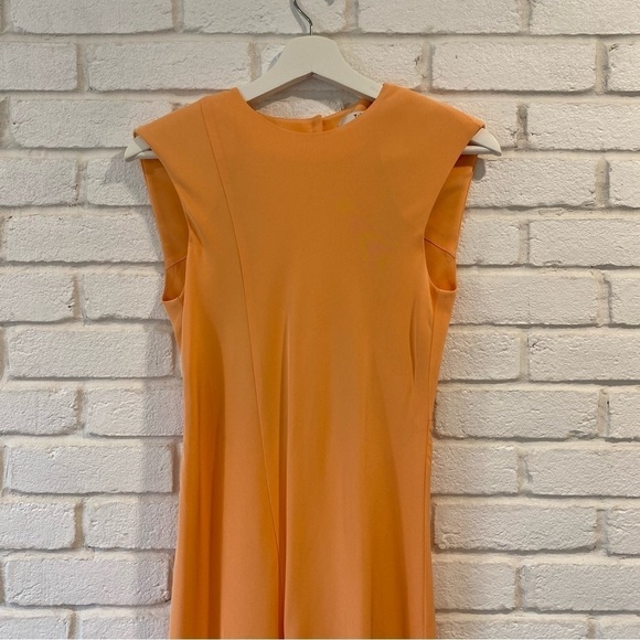 Tibi Open Back Bias Cut Sleeveless Silk Dress Apricot Orange S118SL1085 Size 0 - Picture 6 of 15